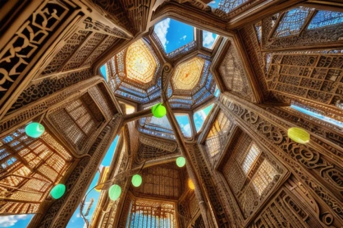 the ceiling,gaudí,roof domes,dome roof,ceiling,hdr,iranian architecture,hall roof,kaleidoscope,stained glass windows,art nouveau,stained glass,kaleidoscopic,ceiling lighting,ceiling construction,persian architecture,wooden roof,islamic architectural,kaleidoscope art,roof structures