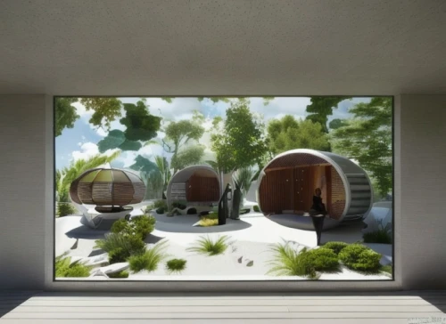 inverted cottage,mirror house,cubic house,japanese-style room,children's bedroom,snowhotel,room divider,3d rendering,eco hotel,wood window,sky space concept,children's room,modern room,cube house,studio ghibli,kids room,refrigerator,hallway space,background with stones,sliding door