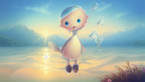 fantasia,cute cartoon character,pixie,antasy,water creature,wander,fairy penguin,child fairy,ori-pei,cute cartoon image,fantasy picture,world digital painting,children's background,bubble mist,baby float,mermaid background,water-the sword lily,faerie,casper,pixie-bob