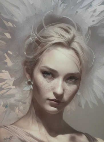 white feather,fantasy portrait,digital painting,faery,white swan,white bird,harpy,white rose snow queen,feathers,mystical portrait of a girl,angel's tears,world digital painting,baroque angel,crying angel,faerie,white dove,mourning swan,fae,archangel,angel wing