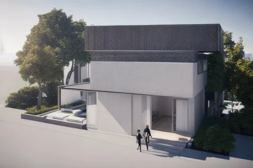 modern house,3d rendering,cubic house,mid century house,model house,dunes house,render,cube house,modern architecture,residential house,archidaily,frame house,modern building,two story house,inverted cottage,mortuary temple,private house,contemporary,3d render,concrete