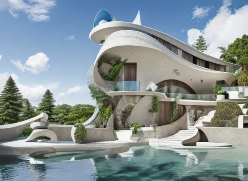 futuristic architecture,pool house,modern architecture,dunes house,floating island,holiday villa,luxury property,modern house,cubic house,house of the sea,beautiful home,roof domes,asian architecture,luxury real estate,cube house,luxury home,large home,mansion,arhitecture,beach house