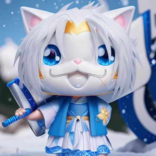 nyan,winterblueher,doll cat,cat kawaii,whitey,plush figure,white cat,fuki,cat warrior,glory of the snow,cute cat,ori-pei,yujacha,snowball,chibi,cat child,wind-up toy,kitsune,game figure,eternal snow