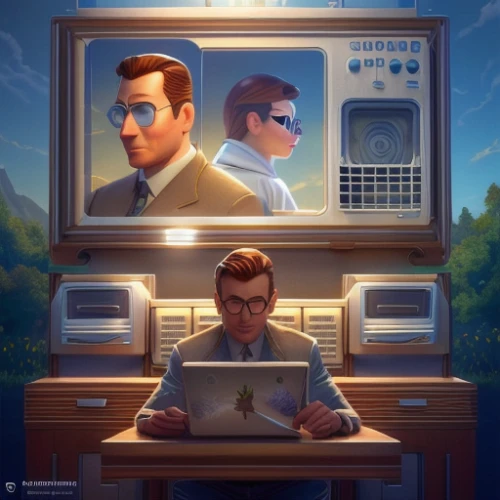 man with a computer,spy visual,spy-glass,night administrator,sci fiction illustration,game illustration,spy camera,computer business,mac,propane,computer,computer addiction,television,computer icon,computer freak,spy,windows icon,advisors,retro television,computer games