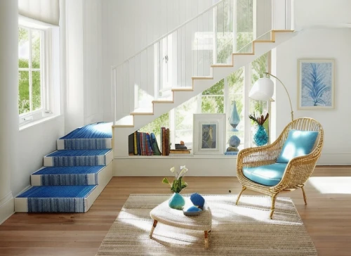 winding staircase,rocking chair,spiral stairs,outside staircase,staircase,contemporary decor,hanging chair,wooden stair railing,wooden stairs,sitting room,scandinavian style,modern decor,hallway space,stair,circular staircase,chaise longue,spiral staircase,danish furniture,stairs,home interior