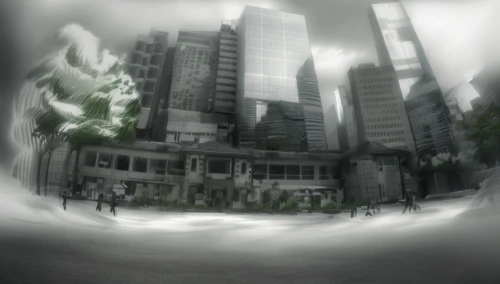 panoramical,black city,world end,shinjuku,post-apocalyptic landscape,city scape,background image,nine-tailed,metaverse,digital compositing,backgrounds,anime 3d,薄雲,wuhan''s virus,virtual landscape,destroyed city,virtual world,shinigami,3d background,apocalyptic