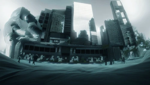 panoramical,black city,post-apocalyptic landscape,destroyed city,sidonia,digital compositing,fractal environment,metropolis,anime 3d,shinjuku,hashima,backgrounds,cube sea,dystopian,heavy object,wuhan''s virus,fantasy city,virtual landscape,ancient city,metaverse