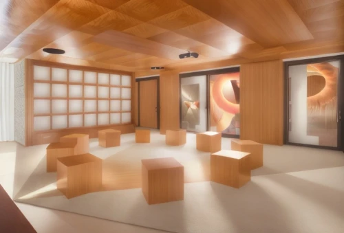 wooden sauna,conference room,3d rendering,interior modern design,interior design,archidaily,fitness center,meeting room,aqua studio,fitness room,lecture room,search interior solutions,wooden cubes,modern office,japanese-style room,core renovation,school design,lecture hall,corten steel,daylighting
