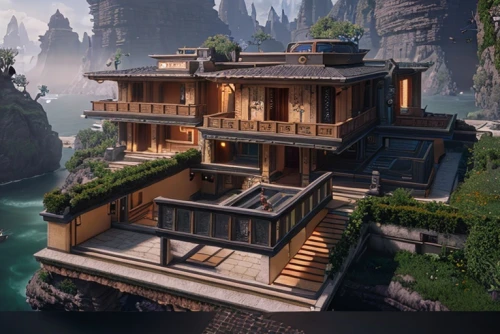 house in the mountains,house by the water,house in mountains,house with lake,tigers nest,beautiful home,asian architecture,the cabin in the mountains,dunes house,tree house hotel,mountain settlement,ancient house,private house,wooden house,large home,timber house,oasis,chinese architecture,stilt house,houseboat