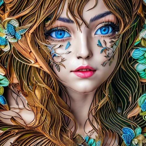 bodypainting,body painting,faery,fantasy portrait,bodypaint,faerie,fantasy art,fairy peacock,body art,flower fairy,flower art,girl in a wreath,dryad,artist doll,painter doll,3d fantasy,boho art,poison ivy,fairy queen,face paint