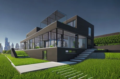 modern house,modern architecture,cubic house,3d rendering,eco-construction,cube house,grass roof,smart house,contemporary,cube stilt houses,artificial grass,solar cell base,modern building,mid century house,residential house,smart home,dunes house,landscape design sydney,build by mirza golam pir,frame house