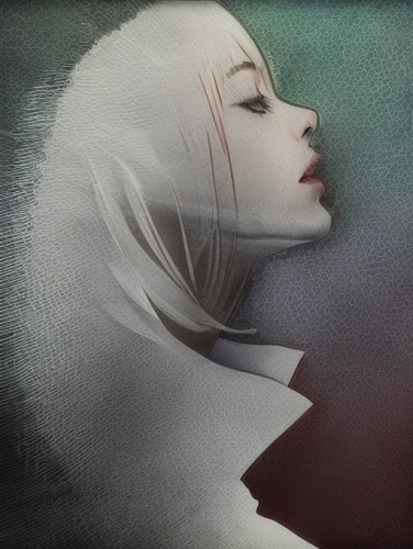 white lady,pierrot,white bird,digital painting,textured background,fragment,eternal snow,fantasy portrait,transistor,digital art,pale,veil,poppy,white lily,without white,blanche,digital artwork,fragments,white feather,color halftone effect