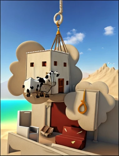sky apartment,hanging houses,island suspended,panoramical,play tower,3d render,cinema 4d,caravel,3d fantasy,wind finder,crooked house,cube stilt houses,cuckoo clock,cloud computing,treasure chest,floating island,air ship,playmobil,flying island,playset