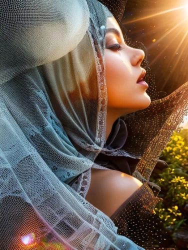 islamic girl,muslim woman,girl lying on the grass,woman praying,hijaber,praying woman,hijab,veil,sun bride,radiance,abaya,muslima,sunrays,girl praying,mystical portrait of a girl,light rays,sun rays,persian poet,sun ray,burqa