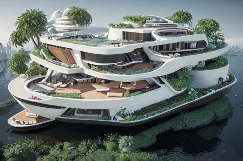 floating islands,floating island,houseboat,cube stilt houses,futuristic architecture,artificial island,very large floating structure,floating huts,house by the water,artificial islands,luxury property,luxury yacht,sky apartment,island suspended,luxury real estate,dunes house,large home,yacht,sky space concept,yacht exterior