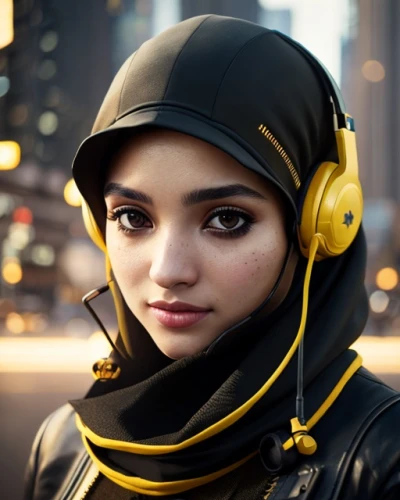 wireless headset,headset,hijaber,headphone,casque,headset profile,islamic girl,wireless headphones,audio player,hijab,sprint woman,bluetooth headset,headsets,headphones,cyberpunk,handsfree,listening to music,walkman,muslim woman,operator