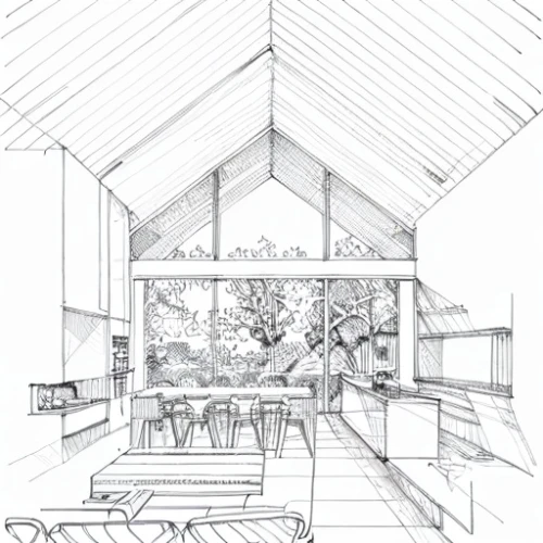 house drawing,coloring page,breakfast room,kitchen design,dining room,kitchen interior,home interior,floorplan home,line drawing,kitchen,timber house,architect plan,core renovation,inverted cottage,coloring pages,garden elevation,chalet,wooden beams,frame house,living room