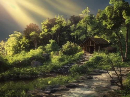 landscape background,house in the forest,japan landscape,home landscape,tsukemono,ryokan,the cabin in the mountains,fantasy landscape,ginkaku-ji,summer cottage,cartoon video game background,theatrical scenery,forest background,beauty scene,studio ghibli,japanese background,violet evergarden,forest landscape,small cabin,backgrounds