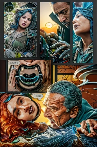 aquaman,sirens,cg artwork,x-men,comicbook,image montage,x men,wall of tears,fish collage,comic frame,picture puzzle,water connection,comic book,the people in the sea,sci fiction illustration,glass painting,xmen,custom portrait,the fallen,comic style