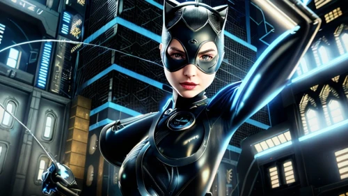 catwoman,superhero background,birds of prey-night,super heroine,black cat,goddess of justice,darth talon,awesome arrow,nite owl,huntress,sci fiction illustration,digital compositing,symetra,blue enchantress,magneto-optical drive,clove,lantern bat,nova,birds of prey,cybernetics