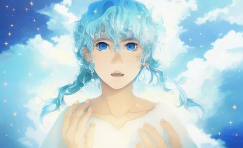 forget me not,forget-me-not,crying angel,neptune,starry sky,cyan,clouds - sky,angel's tears,myosotis,forget me nots,celestial,vocaloid,blue sky,starlight,blue rain,sky,watery heart,star sky,water forget me not,falling star