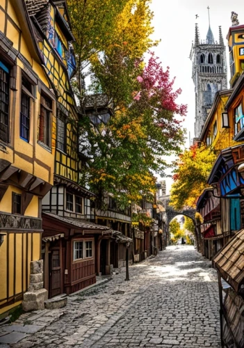 medieval street,quebec,the cobbled streets,medieval town,quito,sarajevo,half-timbered houses,bukchon,bergen,toledo,trondheim,old city,wooden houses,rouen,belgium,wernigerode,aachen,colorful city,montreal,historic old town