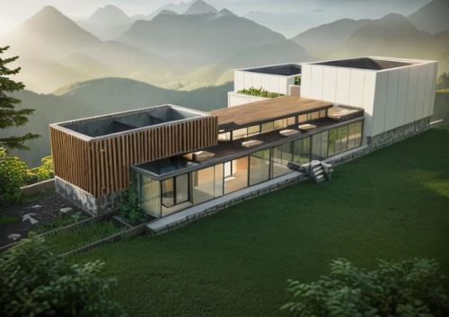 house in mountains,modern house,house in the mountains,eco-construction,swiss house,dunes house,eco hotel,chalet,mountain hut,3d rendering,modern architecture,residential house,mid century house,timber house,cubic house,private house,building valley,archidaily,modern building,luxury property