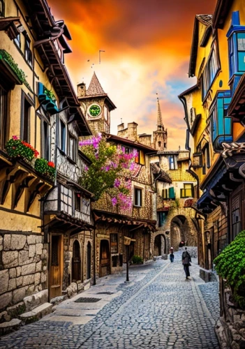 medieval street,medieval town,colorful city,wooden houses,bern,asturias,stone houses,old city,half-timbered houses,basque country,alpine village,the cobbled streets,zermatt,sighisoara,colmar,medieval architecture,toledo,historic old town,istanbul,sarajevo