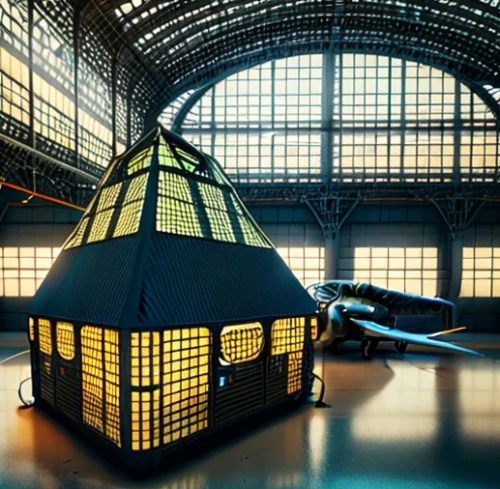hangar,futuristic art museum,glass roof,tardis,roof domes,solar cell base,baggage hall,bee-dome,louvre museum,louvre,glass building,airship,bird cage,locomotive roundhouse,roof lantern,musical dome,airships,industrial hall,berlin central station,air transportation