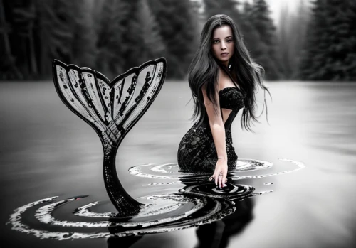 water nymph,photo manipulation,photomanipulation,fantasy picture,photoshop manipulation,water lilly,siren,water lotus,dark angel,mirror of souls,black angel,girl on the river,sorceress,rusalka,mourning swan,fallen angel,gothic woman,the enchantress,lily water,water-the sword lily