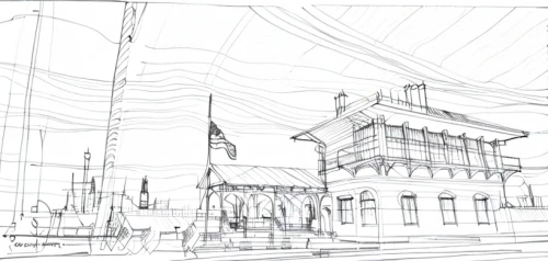 railroad station,line drawing,mono-line line art,train depot,wireframe,wireframe graphics,pencil lines,office line art,pencils,freight depot,streetcar,outlines,mono line art,south station,sketch,3d rendering,scribble lines,line-art,train station,concept art
