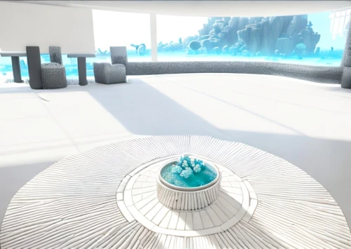 floor fountain,3d rendering,3d render,swim ring,futuristic art museum,ice hotel,spa water fountain,3d rendered,3d model,artificial ice,sky space concept,solo ring,icemaker,aqua studio,render,spa items,gyroscope,ice rink,fitness center,solar cell base