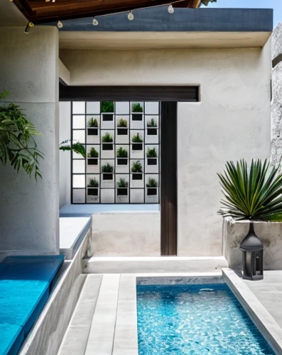 garden design sydney,landscape design sydney,spanish tile,stucco wall,landscape designers sydney,dug-out pool,cabana,pool house,moroccan pattern,outdoor pool,roof top pool,almond tiles,ceramic tile,tile kitchen,stucco frame,contemporary decor,exposed concrete,glass tiles,palm springs,water feature