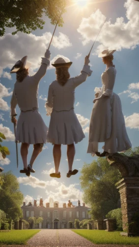 pilgrims,studio ghibli,digital compositing,sound of music,pilgrimage,puy du fou,musketeers,heaven gate,nuns,travelers,bach knights castle,gullivers travels,mary poppins,folk-dance,fairies aloft,the three magi,guards of the canyon,ballet don quijote,folk dance,reenactment