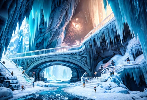 ice castle,ice cave,ice planet,glacier cave,snow bridge,ice landscape,icicles,winter wonderland,ice hotel,stalactite,icicle,ice crystal,ice wall,blue caves,frozen,ice climbing,the blue caves,crevasse,north pole,hall of the fallen