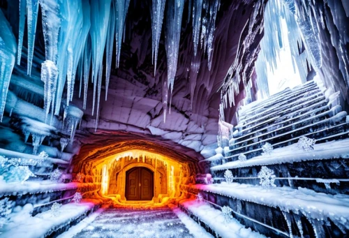 ice castle,ice cave,ice hotel,crevasse,glacier cave,ice planet,icicle,icicles,stalactite,stargate,ice wall,stalagmite,hall of the fallen,salt mine,wieliczka salt mine,snowhotel,descent,furnace,snow shelter,buzludzha