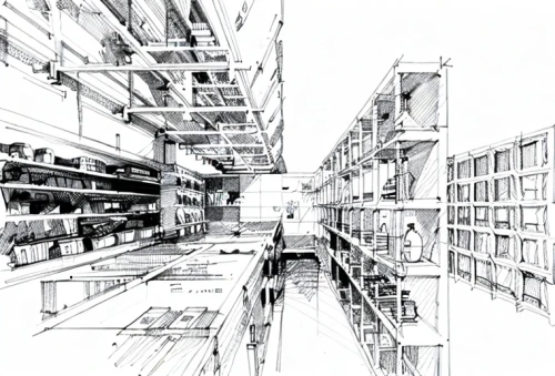 multistoreyed,watercolor shops,warehouse,industrial hall,aisle,empty factory,industrial landscape,factory,industrial area,manufacture,factories,industrial,warehouseman,frame drawing,manufactures,supermarket,industrial plant,panopticon,shelving,shelves