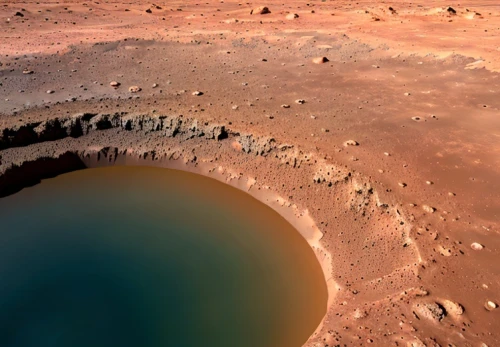 impact crater,crater,crater rim,craters,olympus mons,mars i,volcanic crater,smoking crater,water hole,sossusvlei,red planet,big red spot,mars probe,planet mars,red earth,sinkhole,dry lake,soil erosion,moon craters,martian
