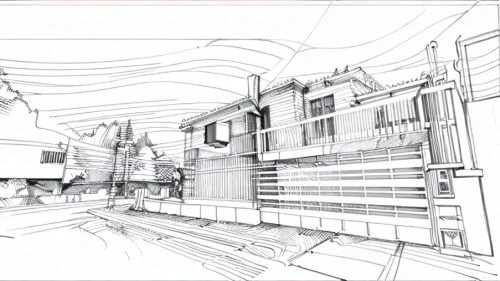 wireframe graphics,wireframe,camera drawing,frame drawing,mono-line line art,concept art,scribble lines,kirrarchitecture,camera illustration,panoramical,line drawing,sheet drawing,technical drawing,pencil lines,3d rendering,elphi,virtual landscape,animation,game drawing,house drawing