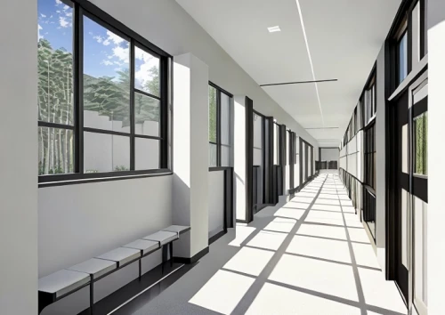 hallway space,daylighting,dormitory,corridor,hallway,prefabricated buildings,school design,ceiling ventilation,room divider,search interior solutions,plantation shutters,window frames,modern room,folding roof,hotel hall,block balcony,sliding door,row of windows,contemporary decor,ceiling construction