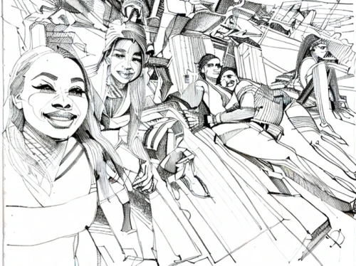 pencils,comic style,group of people,coloring page,vector people,caricature,incomplete,monopod,office line art,line-art,line drawing,coloring pages kids,animated cartoon,cartoon people,becak,sketch,volleyball team,girls basketball team,camera drawing,photo effect