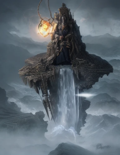fantasy picture,maelstrom,hall of the fallen,heroic fantasy,fantasy landscape,fantasy art,the throne,valhalla,castle of the corvin,throne,pillar of fire,ghost castle,end-of-admoria,shield volcano,veil fog,tower fall,floating island,fairy chimney,arcanum,horn of amaltheia