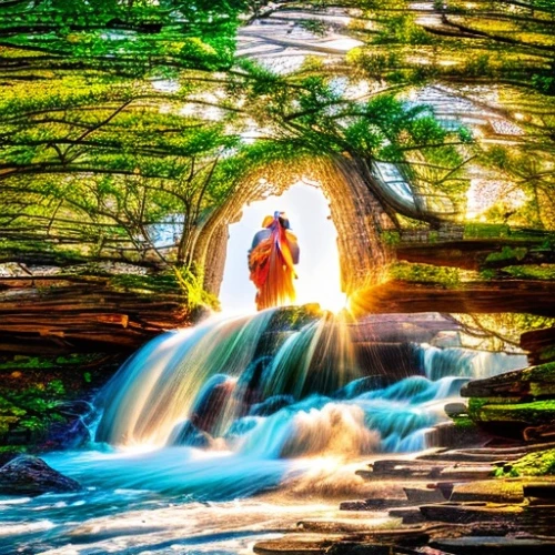 fantasy picture,woman at the well,wishing well,baptism of christ,cave on the water,spiritual environment,magical moment,water fall,water flowing,brown waterfall,magical adventure,mantra om,fairy world,magical,water spring,a fairy tale,spirituality,waterfall,3d fantasy,bridal veil fall