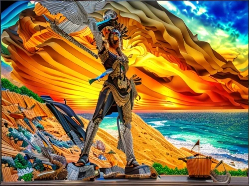 digiart,fantasy picture,fantasy art,sand art,sun,dali,beach background,mother earth statue,el salvador dali,psychedelic art,navajo bay,sol,wooden man,cabo san lucas,zion,shamanism,karpathos,creative background,artist's mannequin,sun god