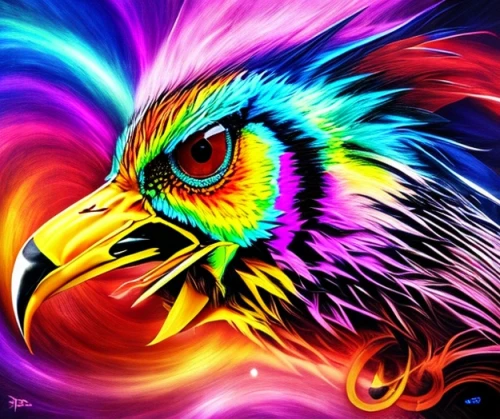 colorful birds,colorful background,phoenix rooster,african eagle,psychedelic art,eagle,gryphon,color feathers,colorfull,eagle illustration,feathers bird,eagle eastern,background colorful,eagle drawing,rainbow background,bird of prey,bird painting,eagle head,scarlet macaw,falcon