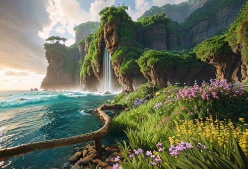 fantasy landscape,cliffs ocean,coastal landscape,an island far away landscape,beautiful landscape,full hd wallpaper,landscape background,fantasy picture,nature landscape,sea landscape,landscapes beautiful,natural landscape,panoramic landscape,cliffs,beauty scene,the natural scenery,landscape with sea,karst landscape,virtual landscape,background view nature