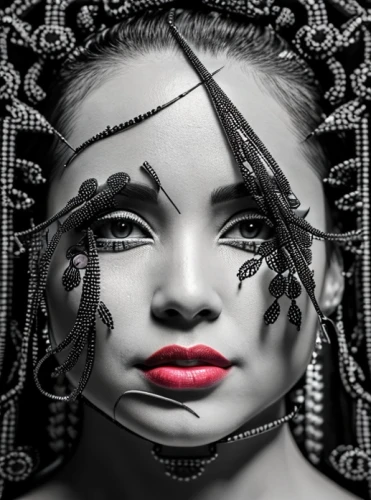 artificial hair integrations,image manipulation,harnessed,voodoo woman,marionette,photo manipulation,geisha girl,biomechanical,geisha,adornments,photoshop manipulation,streampunk,photomontage,photomanipulation,cybernetics,masquerade,gothic woman,cyborg,headdress,gothic portrait