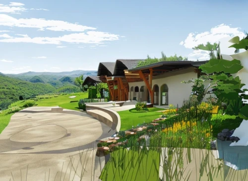 house with lake,house in mountains,house in the mountains,home landscape,3d rendering,landscape background,country estate,idyllic,house by the water,world digital painting,holiday villa,villa,render,3d rendered,beautiful home,bendemeer estates,studio ghibli,countryside,3d render,summer cottage