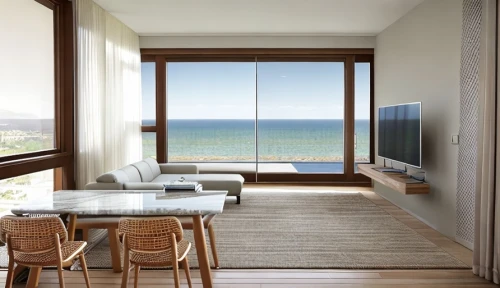 window with sea view,dunes house,window treatment,modern room,window covering,wooden windows,contemporary decor,sliding door,seaside view,beach house,parquet,home interior,wooden decking,room divider,window blind,wood window,window blinds,french windows,slat window,interior modern design