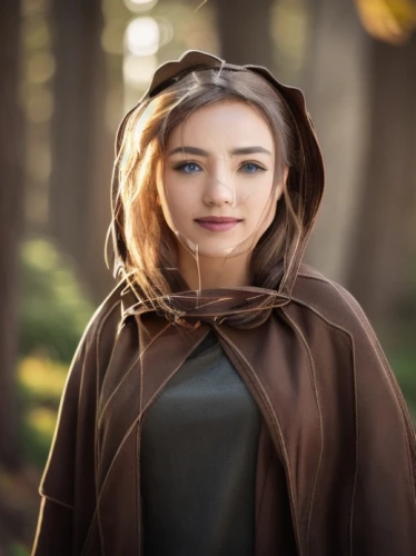 wood elf,jedi,lindsey stirling,biblical narrative characters,caped,cinnamon girl,cloak,girl in a historic way,little red riding hood,princess leia,elven,fae,et,fairy tale character,the prophet mary,hijab,elf,druid,the enchantress,mystical portrait of a girl